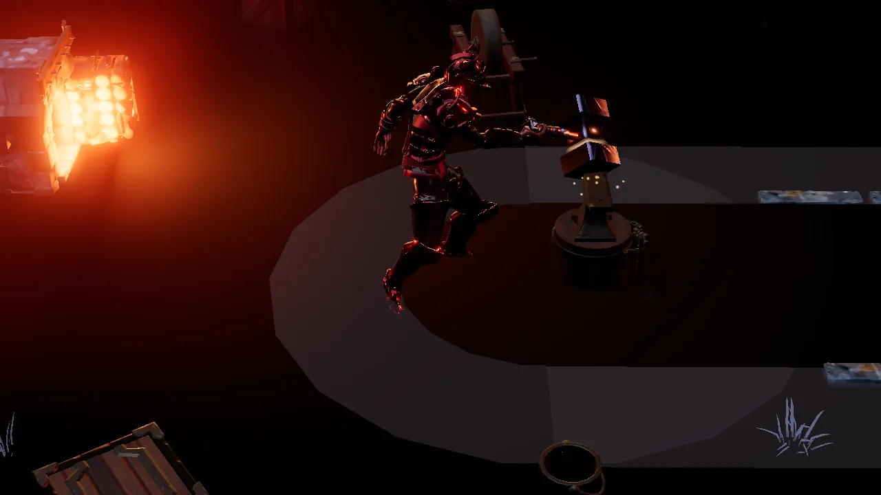 The weapons master near the forge. Firm, but not shouting at you.
