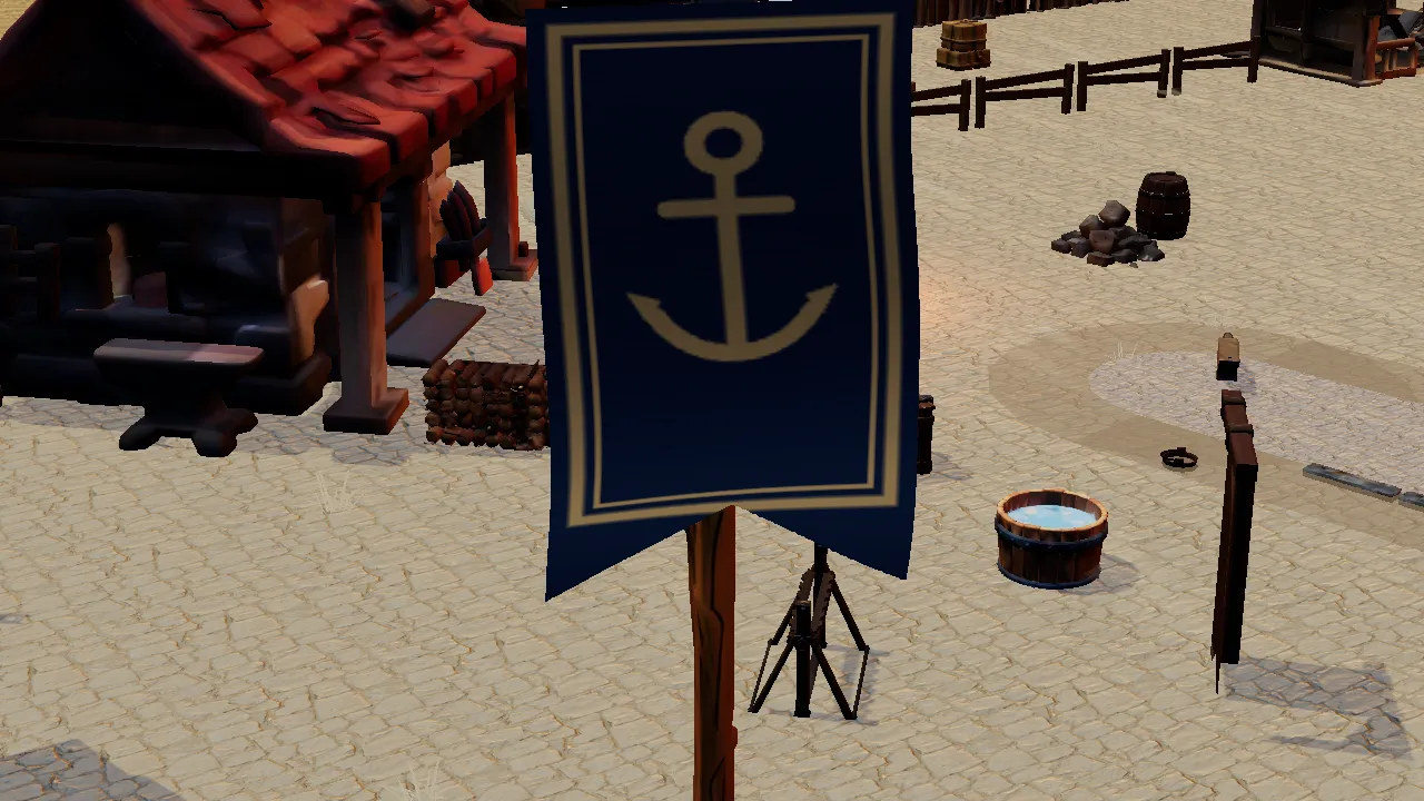 A clan banner, planted in the middle of the city.