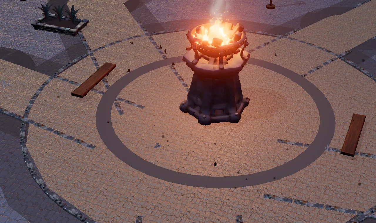The brazier of a clan city, lit in the middle of the floor.