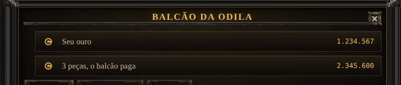 O ouro no balcão depois da correção. O número na tela é o número que sai da sua bolsa.