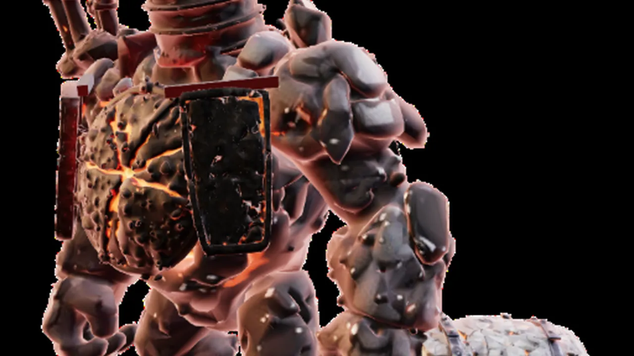 A lava golem in its own surroundings.