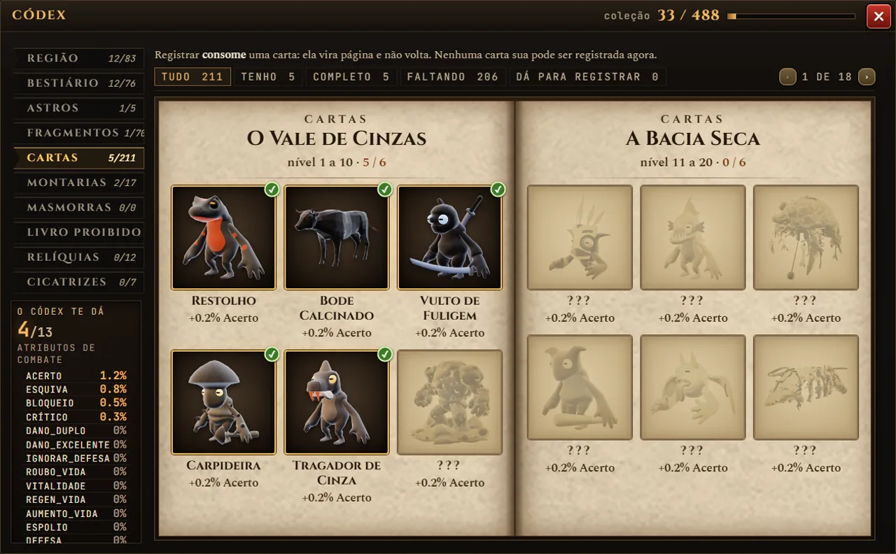 The game card collection.