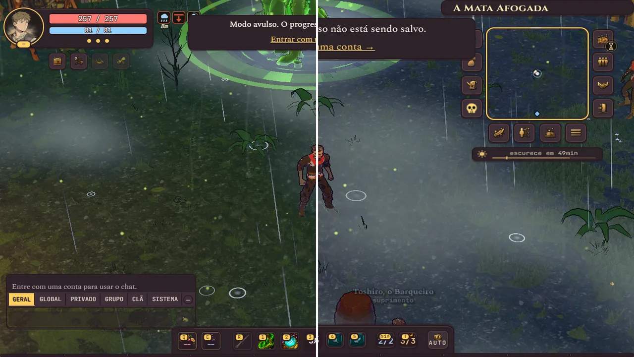 A Mata Afogada in the rain: before on the left, now on the right.