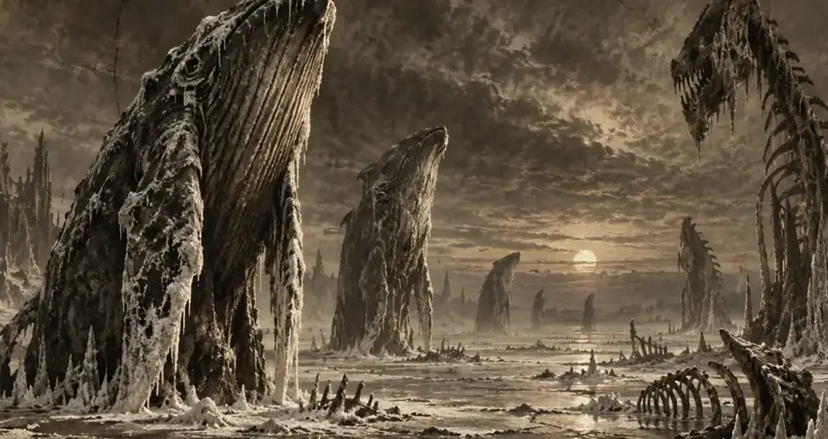 The basin as I imagined it would be, with giant pillars and a low sun on the horizon.